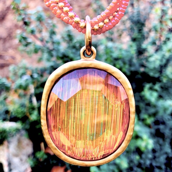 Vintage Dichroic Large pendant necklace - Picture 1 of 14